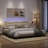 Vidaxl Estructura De Cama Con Luces Led Tela Crema 200x200 Cm