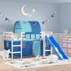 Vidaxl Cama Alta Para Niños Con Túnel Madera Pino Azul 80x200 Cm