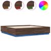 Vidaxl Estructura De Cama Con Luces Led Madera Roble Marrón 200x200 Cm