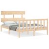 Vidaxl Estructura De Cama De Matrimonio Con Cabecero Madera Maciza Marrón