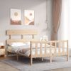 Vidaxl Estructura De Cama De Matrimonio Con Cabecero Madera Maciza Marrón