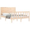 Vidaxl Estructura De Cama Con Cabecero Madera Maciza 140x190 Cm Marrón