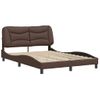 Vidaxl Estructura De Cama Cabecero Cuero Sintético Marrón 140x190 Cm