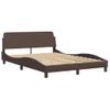 Vidaxl Estructura De Cama Cabecero Cuero Sintético Marrón 140x190 Cm