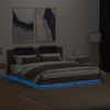 Vidaxl Estructura De Cama Cabecero Luces Led Roble Marrón 160x200 Cm