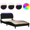 Vidaxl Estructura De Cama Con Luces Led Tela Negro 100x200 Cm