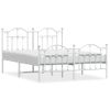 Vidaxl Estructura Cama Metal Cabecero Y Estribo Blanco 140x190 Cm