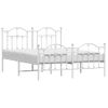 Vidaxl Estructura Cama Metal Cabecero Y Estribo Blanco 140x190 Cm