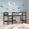 Vidaxl Cama Alta De Niños Escalera Madera Maciza Pino Negra 90x190 Cm