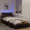 Vidaxl Estructura De Cama Con Luces Led Tela Marrón Oscuro 90x200 Cm