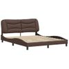 Vidaxl Estructura De Cama Cabecero Cuero Sintético Marrón 160x200 Cm