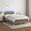 Vidaxl Cama Box Spring Con Colchón Y Led Tela Gris Taupe 120x190 Cm Gris Topo