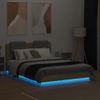 Vidaxl Estructura De Cama Cabecero Luces Led Roble Sonoma 140x190 Cm Marrón