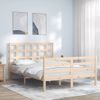 Vidaxl Estructura De Cama Con Cabecero Madera Maciza 140x190 Cm Marrón