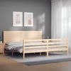 Vidaxl Estructura De Cama De Matrimonio Con Cabecero Madera Maciza Marrón