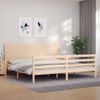 Vidaxl Estructura De Cama De Matrimonio Con Cabecero Madera Maciza Marrón