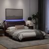 Vidaxl Estructura De Cama Con Luces Led Tela Marrón Oscuro 140x190 Cm