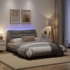 Vidaxl Estructura De Cama Con Luces Led Tela Gris Taupe 140x190 Cm Gris Topo