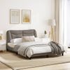 Vidaxl Estructura De Cama Con Luces Led Tela Gris Taupe 140x190 Cm Gris Topo