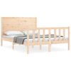 Vidaxl Estructura De Cama De Matrimonio Con Cabecero Madera Maciza Marrón