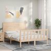 Vidaxl Estructura De Cama De Matrimonio Con Cabecero Madera Maciza Marrón