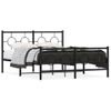 Vidaxl Estructura De Cama Cabecero Y Estribo Metal Negro 135x190 Cm