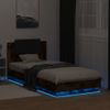 Vidaxl Estructura De Cama Cabecero Luces Led Roble Ahumado 100x200 Cm Marrón