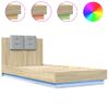 Vidaxl Estructura De Cama Cabecero Luces Led Roble Sonoma 100x200 Cm Marrón