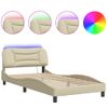 Vidaxl Estructura De Cama Con Luces Led Tela Crema 100x200 Cm