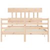 Vidaxl Estructura De Cama Con Cabecero Madera Maciza 140x190 Cm Marrón