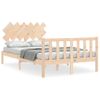 Vidaxl Estructura De Cama De Matrimonio Con Cabecero Madera Maciza Marrón