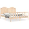 Vidaxl Estructura De Cama De Matrimonio Con Cabecero Madera Maciza Marrón