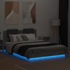 Vidaxl Estructura De Cama Cabecero Luces Led Gris Hormigón 120x200 Cm