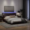 Vidaxl Estructura De Cama Con Luces Led Tela Marrón Oscuro 160x200 Cm