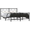 Vidaxl Estructura De Cama Cabecero Y Estribo Metal Negro 140x190 Cm