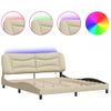 Vidaxl Estructura De Cama Con Luces Led Tela Crema 180x200 Cm