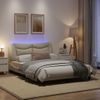 Vidaxl Estructura De Cama Con Luces Led Tela Crema 140x190 Cm