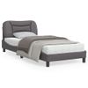 Vidaxl Estructura De Cama Con Cabecero Cuero Sintético Gris 90x200 Cm