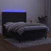 Cama Box Spring Colchón Y Led Terciopelo Negro 140x200 Cm