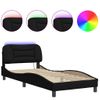 Vidaxl Estructura De Cama Con Luces Led Tela Negro 90x190 Cm