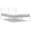 Vidaxl Estructura De Cama De Metal Con Cabecero Blanca 135x190 Cm