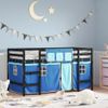 Vidaxl Cama Alta Para Niños Con Cortinas Madera Pino Azul 90x190 Cm