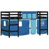 Vidaxl Cama Alta Para Niños Con Cortinas Madera Pino Azul 90x190 Cm