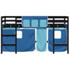 Vidaxl Cama Alta Para Niños Con Cortinas Madera Pino Azul 90x190 Cm