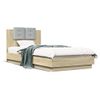 Vidaxl Estructura De Cama Cabecero Luces Led Roble Sonoma 90x200 Cm Marrón