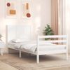 Vidaxl Estructura De Cama Individual Con Cabecero Madera Maciza Blanco