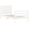 Vidaxl Estructura De Cama Individual Con Cabecero Madera Maciza Blanco