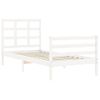 Vidaxl Estructura De Cama Individual Con Cabecero Madera Maciza Blanco