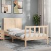 Vidaxl Estructura De Cama Individual Con Cabecero Madera Maciza Marrón