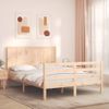 Vidaxl Estructura De Cama Con Cabecero Madera Maciza 140x200 Cm Marrón